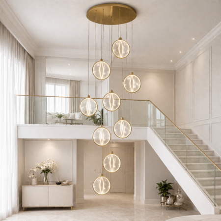 Candelabru Led casa scării Nebula Gold 9 surse