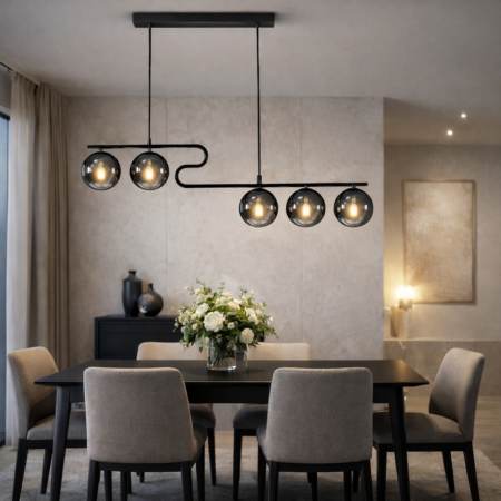 Candelabru Liniar Dining Murano Dark 5 Globuri Happy Light