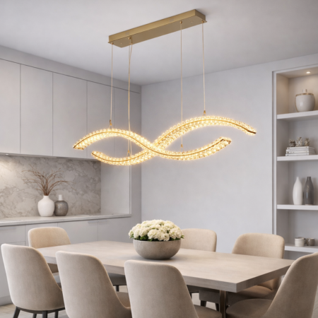Candelabru auriu dining Ribbon M2 100cm Happy Light