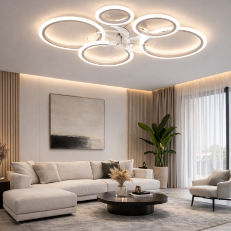 Lustra Led AirRoundness Ventilator WT cu telecomandă Happy Light