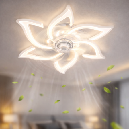Lustra Led dormitor AirBloom Ventilator 110W cu telecomandă