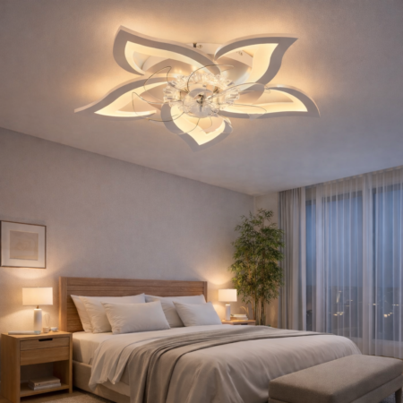 Lustra Led dormitor AirSummer Ventilator 80W cu telecomandă