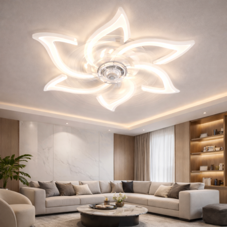 Lustra Led living AirBloom Ventilator 110W cu telecomandă