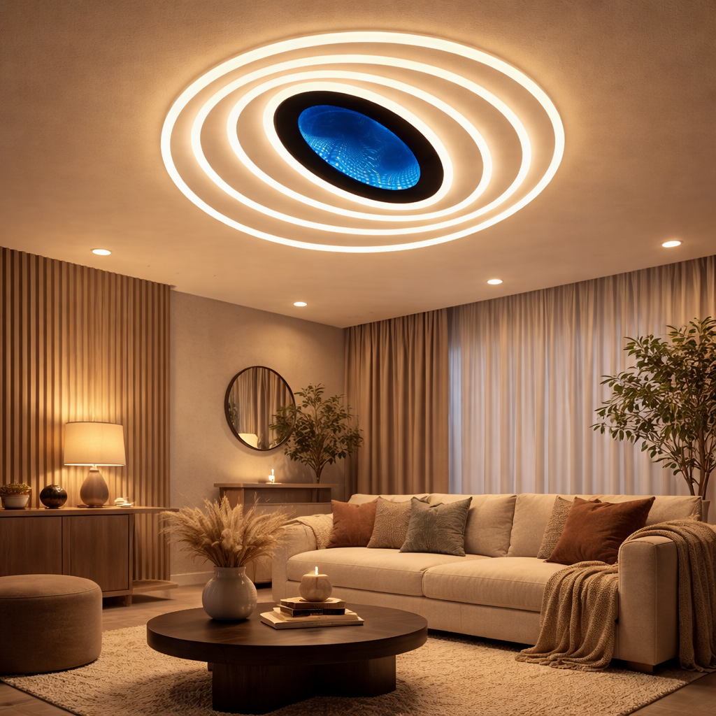 Lustra Led living Roll Oval cu telecomandă Lustra Led living Roll Oval cu telecomandă