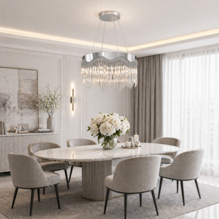Candelabru Crystal Ripple Argintiu 40cm Happy Light