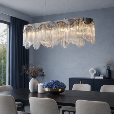 Candelabru Crystal Ripple Argintiu 80x35cm