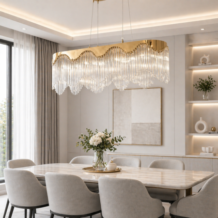 Candelabru Crystal Ripple Auriu 80x35cm Happy Light