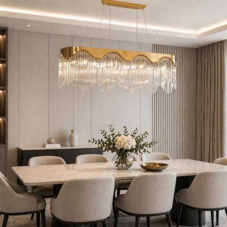 Candelabru dining Crystal Ripple Auriu 80x35cm