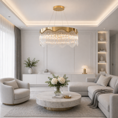 Candelabru living Crystal Ripple Auriu 60cm Happy Light
