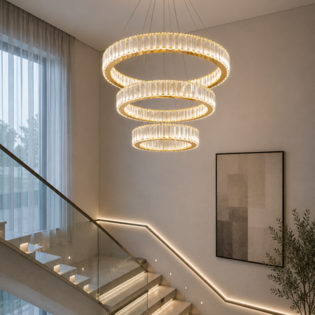 Candelabru Led Cristalli Gold cu telecomandă Happy Light