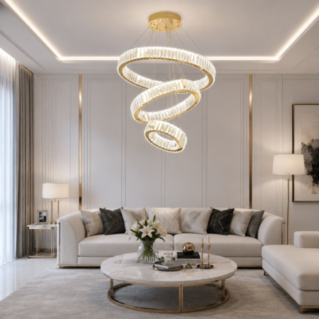 Candelabru Led living Cristalli Auriu cu telecomandă Happy Light