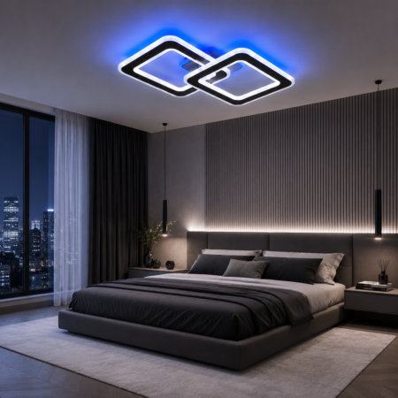 Lustra Led Blend Black SQ 88W RGB cu telecomandă Happy Light