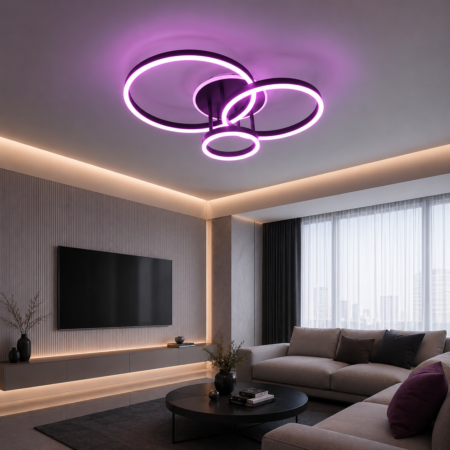 Lustra Led Nordic Rond Black RGB cu telecomandă