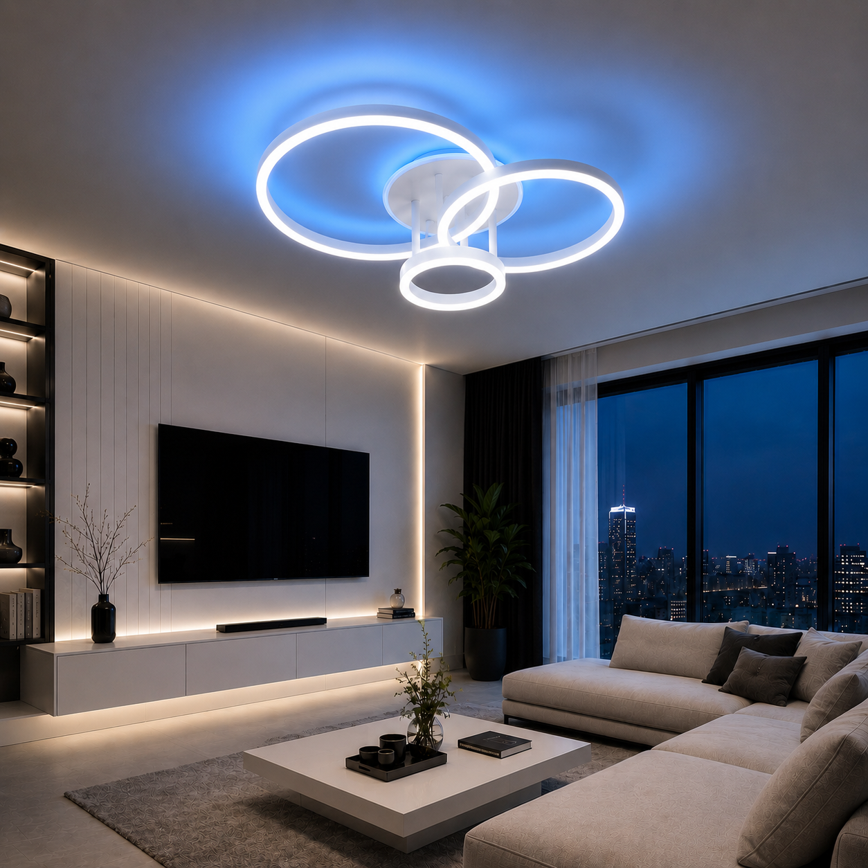 Lustra Led Nordic Rond White RGB cu telecomandă Happy Light Lustra Led Nordic Rond White RGB cu telecomandă Happy Light