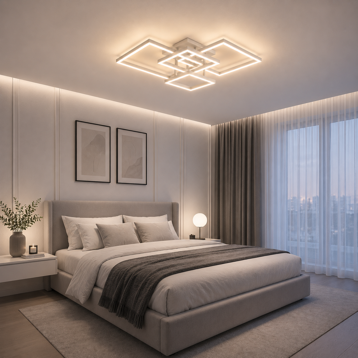 Lustra Led Nordic Square WH 160W cu telecomandă