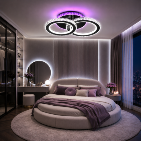 Lustra Led Roundness Crystal BK 68W RGB cu telecomandă