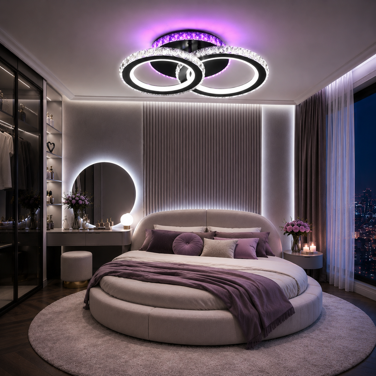 Lustra Led Roundness Crystal BK 68W RGB cu telecomandă Lustra Led Roundness Crystal BK 68W RGB cu telecomandă