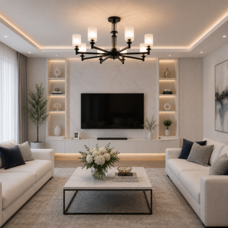 Lustra living Oxford Black 8 brațe