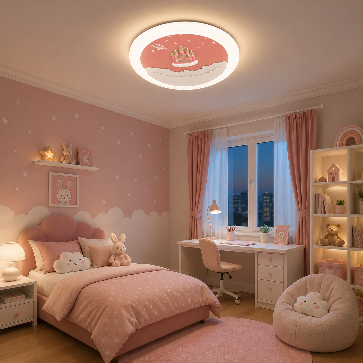 Lustra LED pentru copii Princess Castle cu telecomandă Happy Light Lustra LED pentru copii Princess Castle cu telecomandă Happy Light