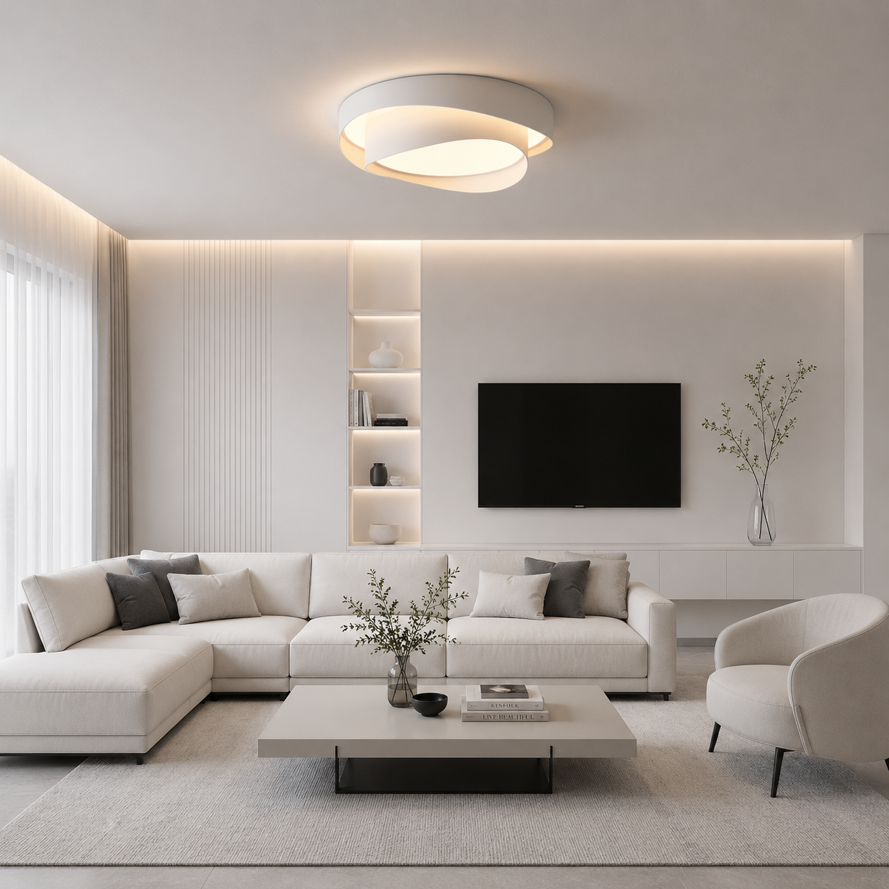 Lustra Led Elion White RD 84W cu telecomandă Happy Light
