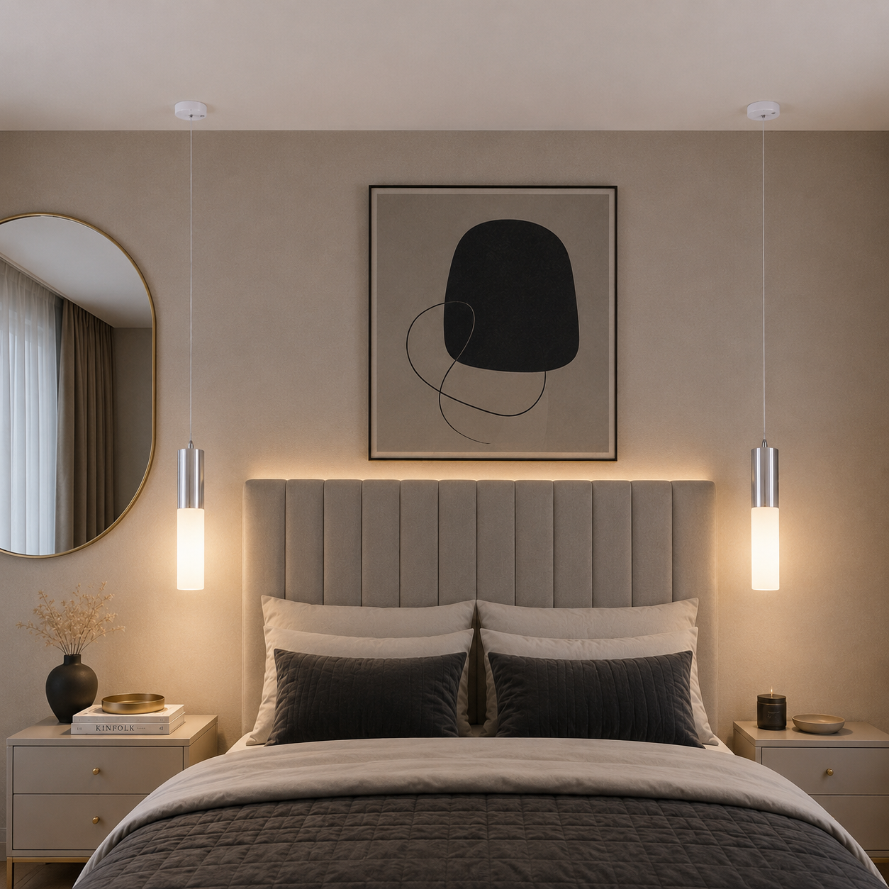 Pendul Led dormitor Cylinder Argintiu 6W
