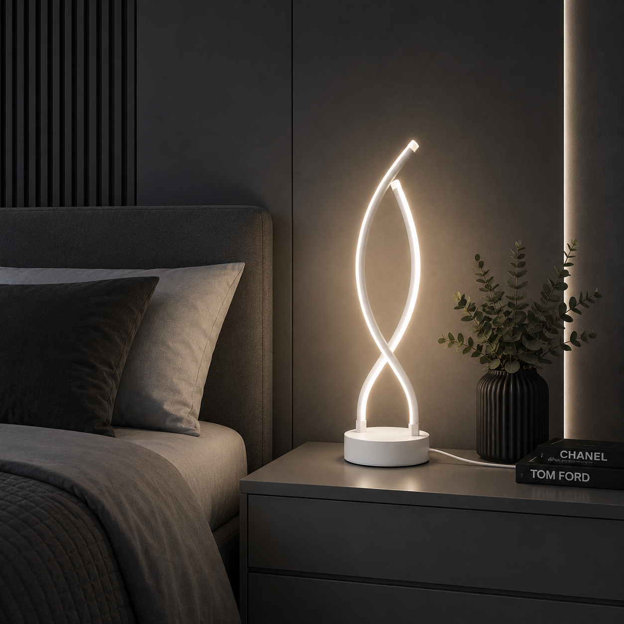 Veioza Led Double Twist White