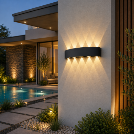 Aplica Led Exterior Radius Negru 10W 3000K Lumină caldă Happy Light