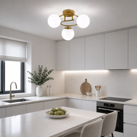 Lustra bucătărie Sfera Gold 3 globuri