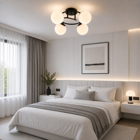 Lustra dormitor Sfera Black 4 globuri