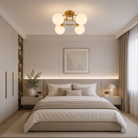 Lustra dormitor Sfera Gold 4 globuri