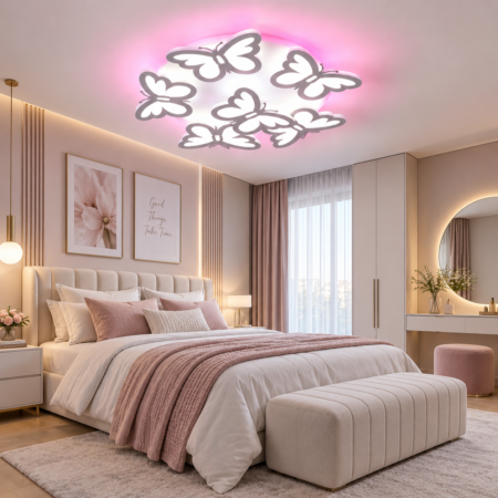 Lustra Led dormitor Butterfly RGB 156W cu telecomandă