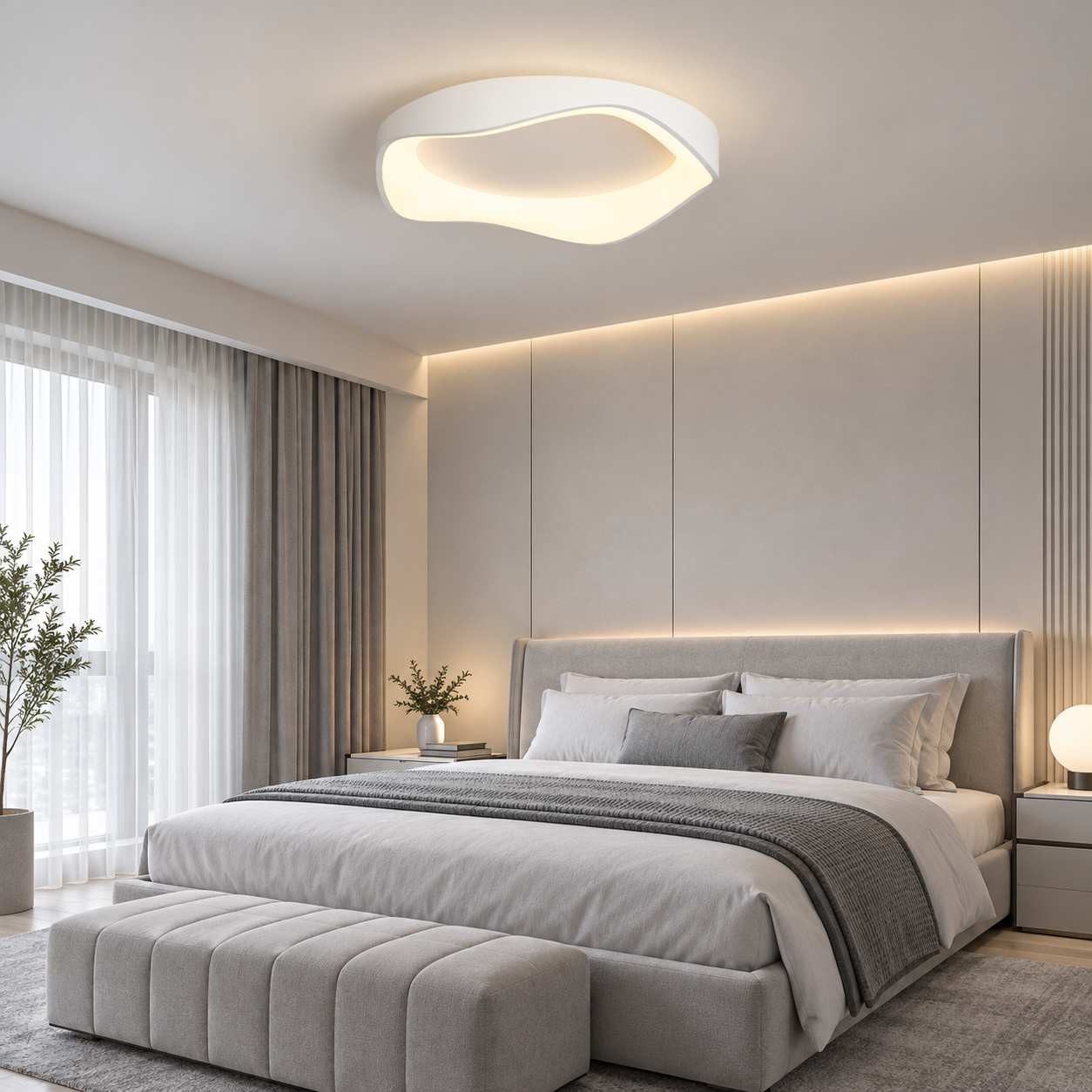 Lustra Led dormitor Flow White 50W Lustra Led dormitor Flow White 50W
