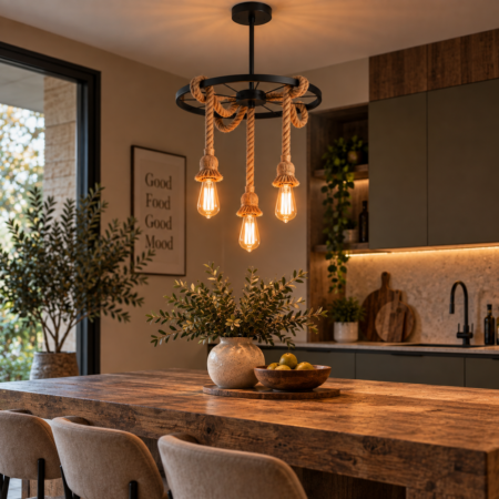 Lustra Roată Model Rustic 3 socluri