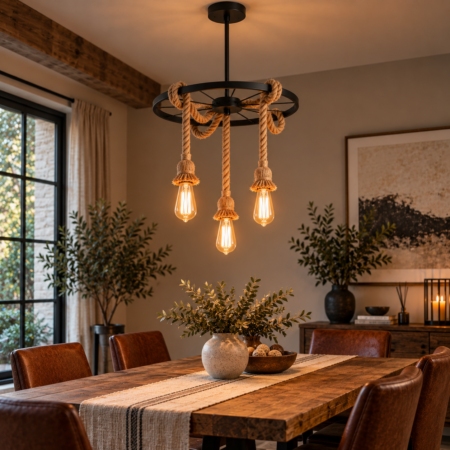 Lustra Roată Model Rustic 3 socluri Happy Light