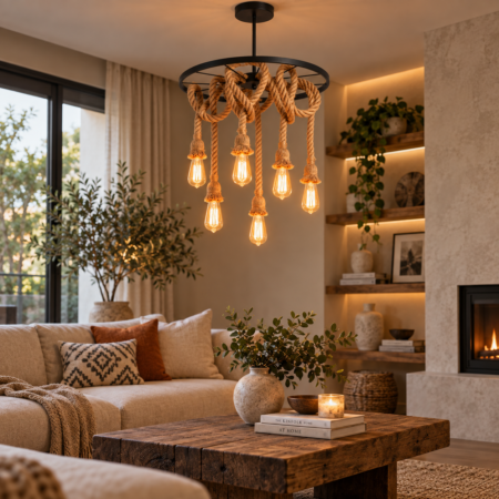 Lustra Roată Model Rustic 6 socluri