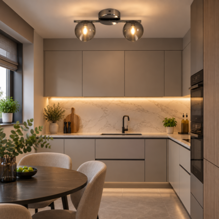 Lustra modernă cu 2 globuri fumurii finisaj crom fumuriu Happy Light