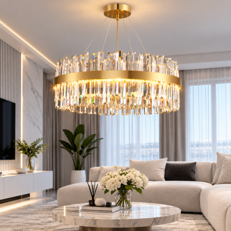 Candelabru auriu Monaco 50cm cu telecomandă