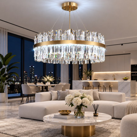 Candelabru auriu Monaco 80cm cu telecomandă Happy Light