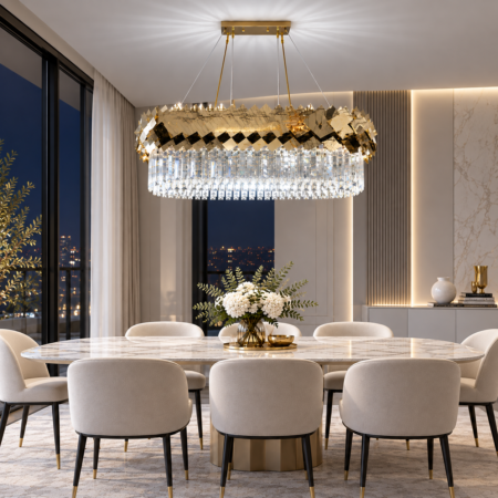 Candelabru auriu dining Modular 90x35cm