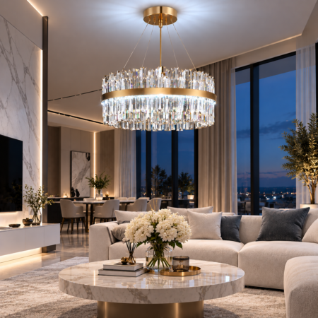 Candelabru auriu living Monaco 50cm cu telecomandă
