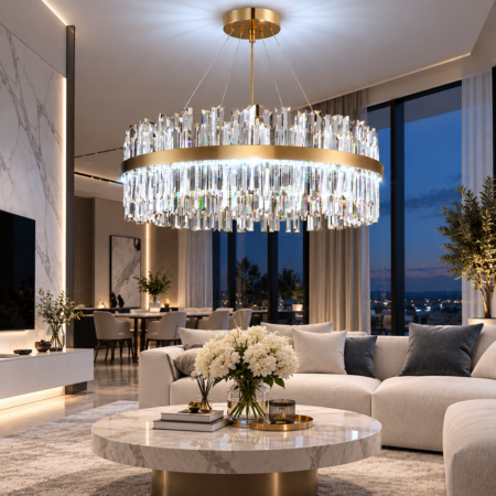 Candelabru auriu living Monaco 80cm cu telecomandă