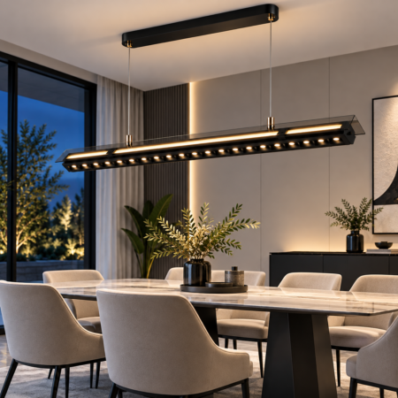 Lustra LED Liniară Smart Lift cu telecomandă și reglare electrică a înălțimii