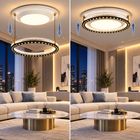 Lustra LED living Smart Lift RD 260W cu telecomandă și reglare automată a înălțimii
