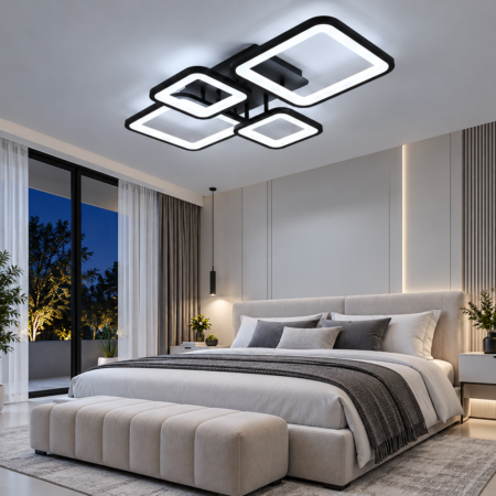 Lustra Led dormitor Cenco Black 112W cu telecomandă