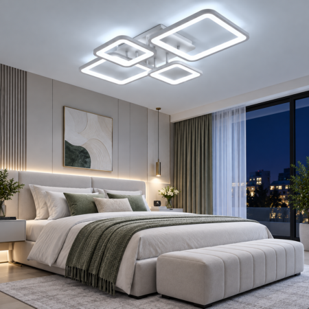 Lustra Led dormitor Cenco White 112W cu telecomandă