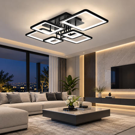 Lustra Led living Cenco Black 200W cu telecomandă