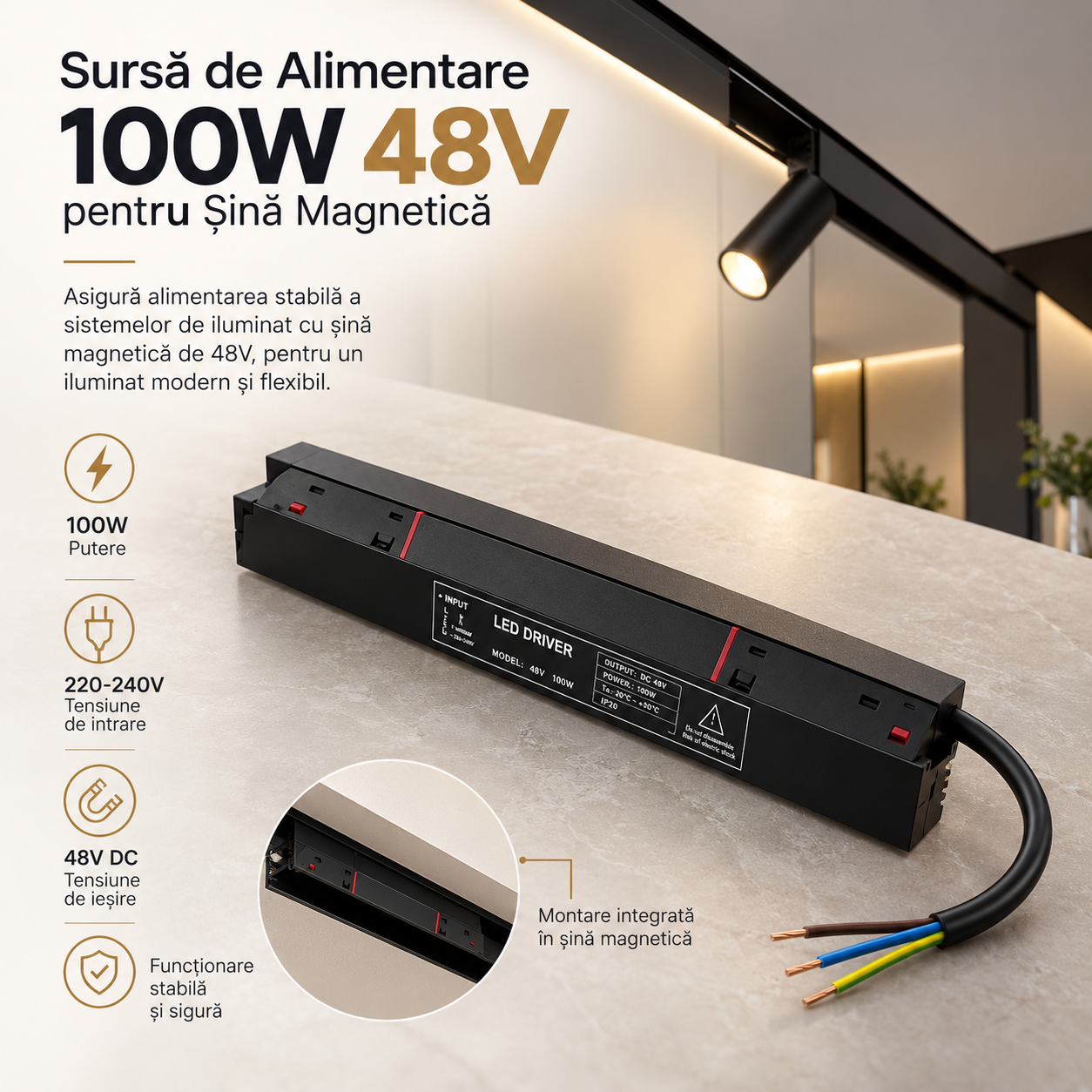 Sursa de Alimentare 100W 48V pentru Sina Magnetica